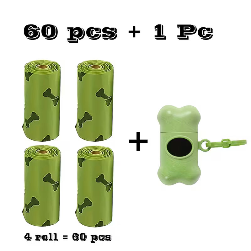 Leak-Proof Pet Waste Bag Set with Dispenser (60pcs + Holder)